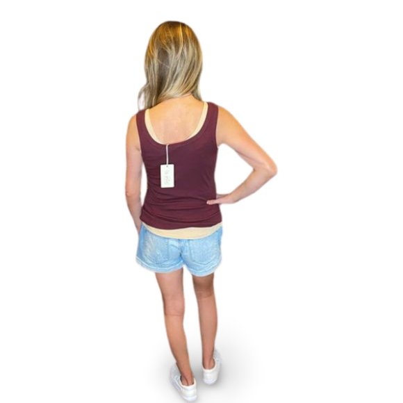 Wine Button Stretchy Layering Tank - Picture 2 of 2